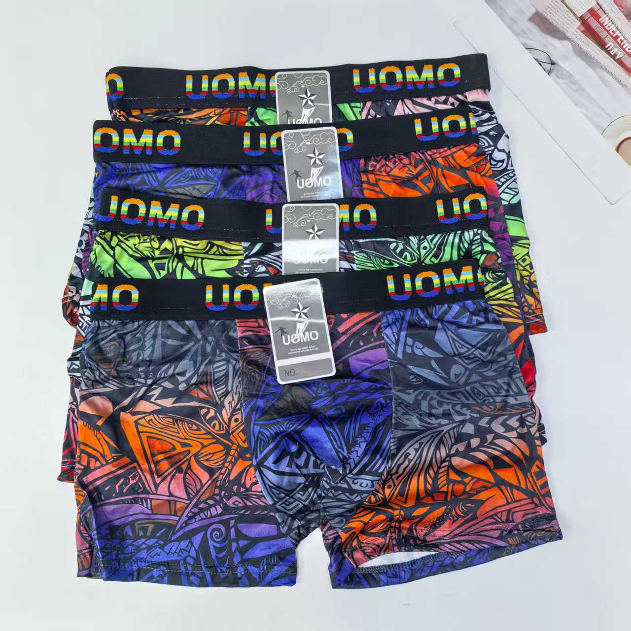 Underwear export to the Middle East and Africa men's underwear, men's printed milk silk briefs, jacquard waist men's underwear, QNI full figure