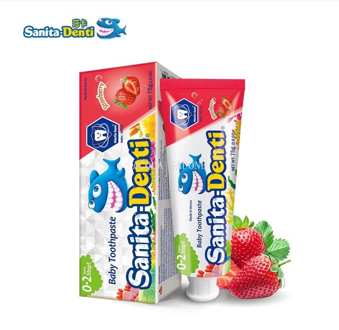 Sanita-Denti Sweet Fruit-flavored children's toothpaste, Grape, strawberry and Orange flavored baby toothbrush, Little Yellow Duck Milk Tooth box Specification image