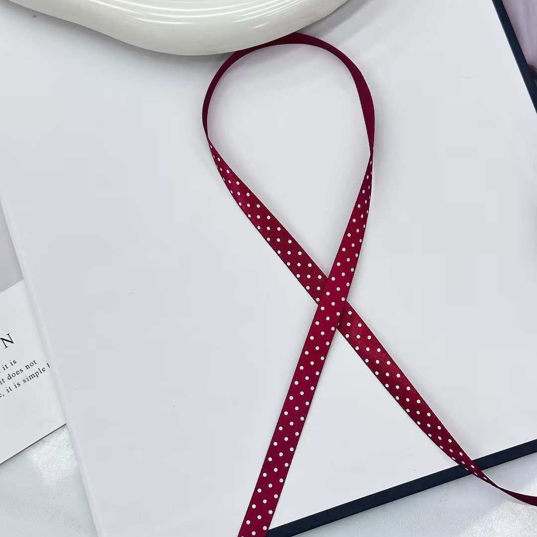 1cm polka dot ribbon in 20 colors is available for gift packaging, flower bouquets, DIY hair accessories, smooth and colorless, suitable for multiple scenarios Item Picture