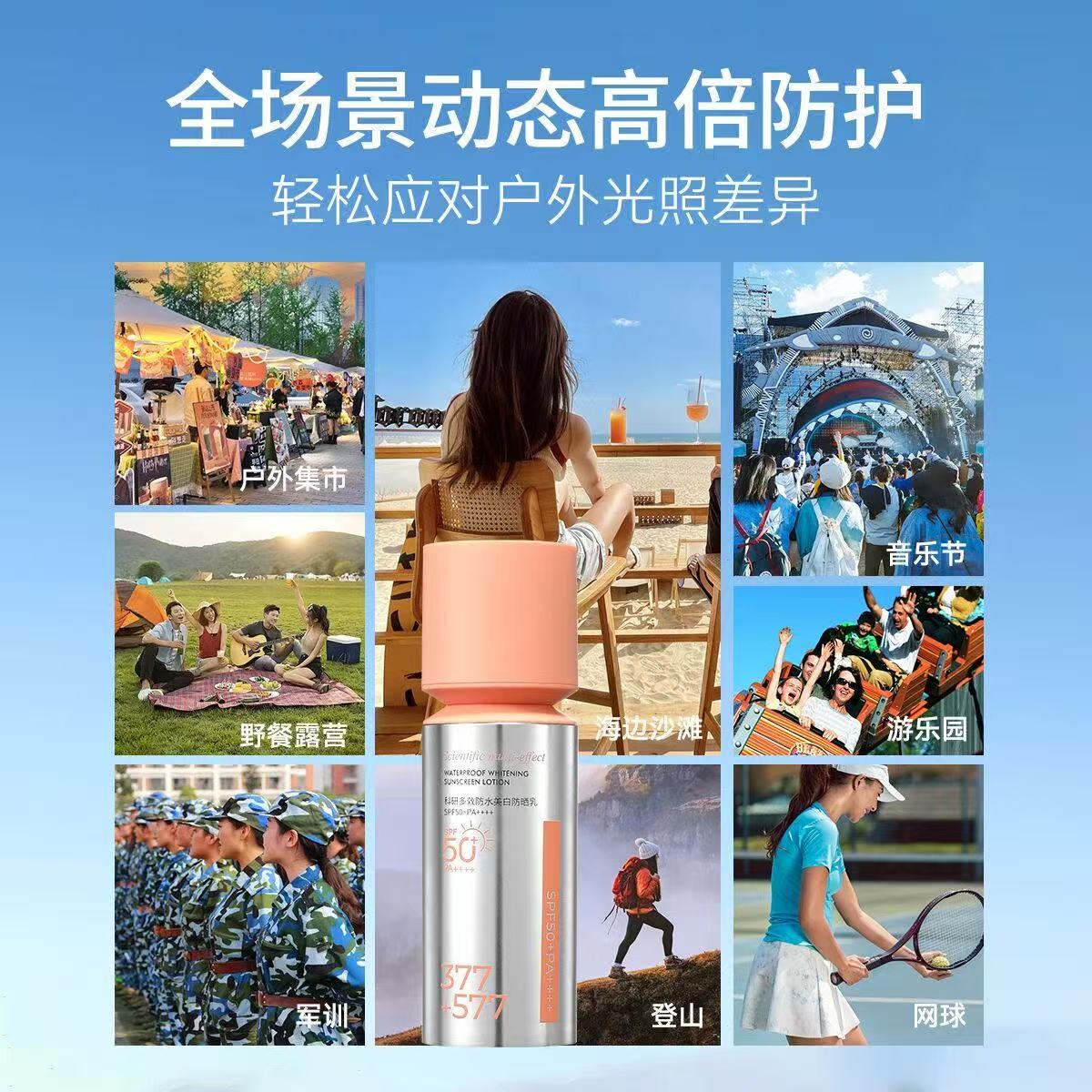 防晒霜、防晒喷雾实物图