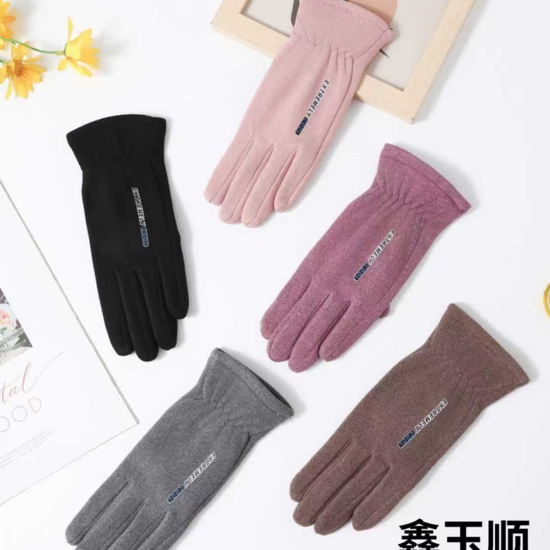 冬季保暖手套女士德绒户外骑车运动防寒加绒时尚触屏保暖手套