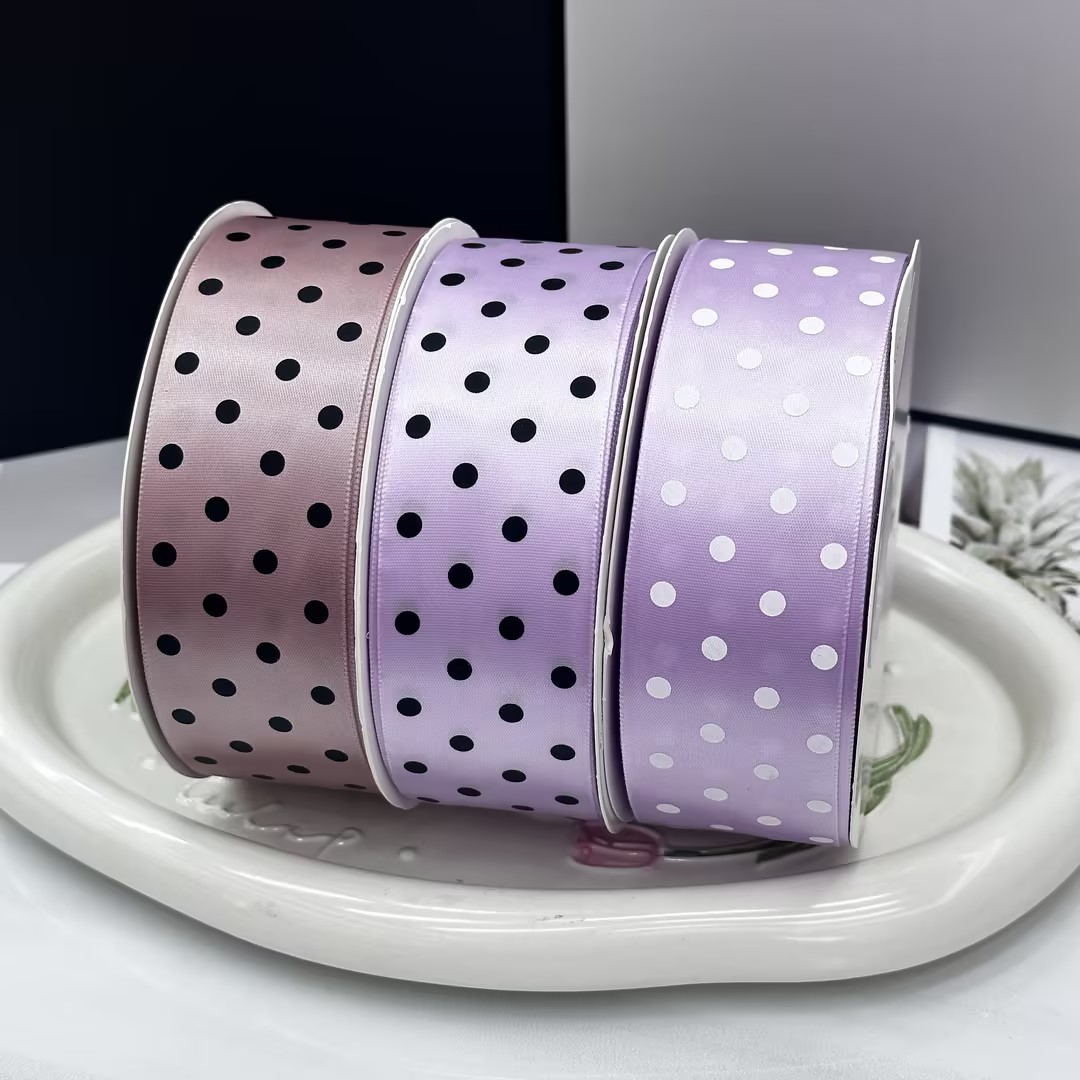 4cm polka dot ribbon: Macaron in full color in stock • High-density ribbon, clear polka dots, large quantity and favorable price • Direct delivery from Yiwu factory, flower gift box packaging, DIY bow special details Picture