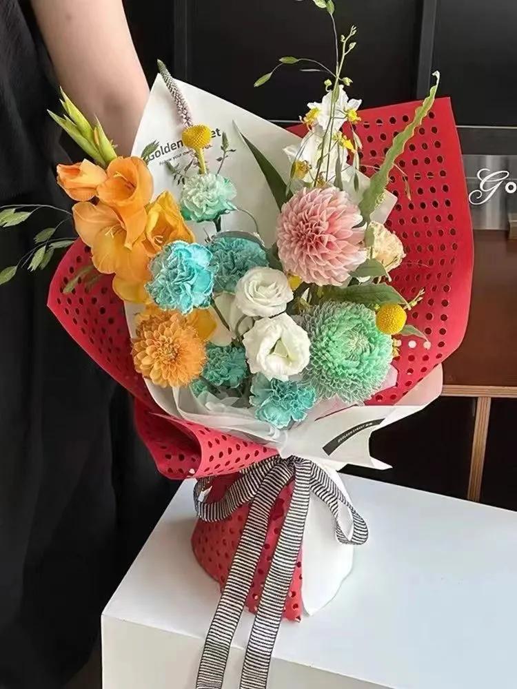 Dopamine hole paper, artificial flowers, fake flowers, festival gift wrapping paper, gift packaging detail image 5