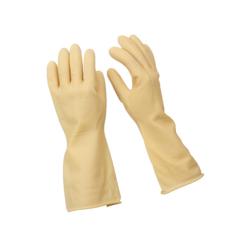 Yuexiu Mountain industrial latex gloves, kitchen, labor protection, factory cleaning, household dishwashing, acid and alkali resistant genuine rubber gloves Specification image