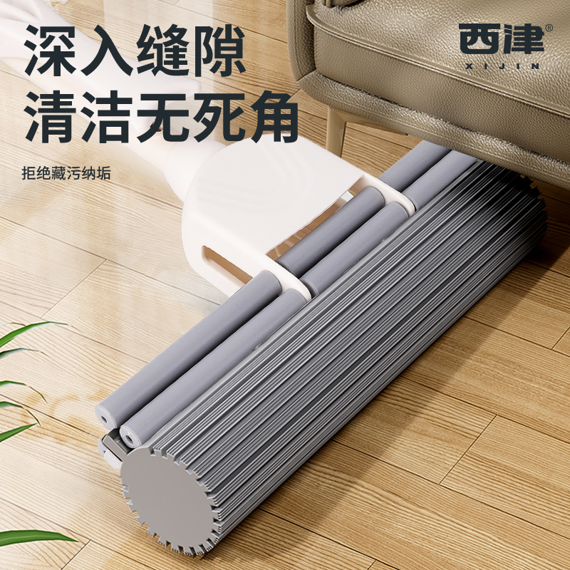 High-efficiency water-squeezing roller rubber cotton mop 38cm Item Picture
