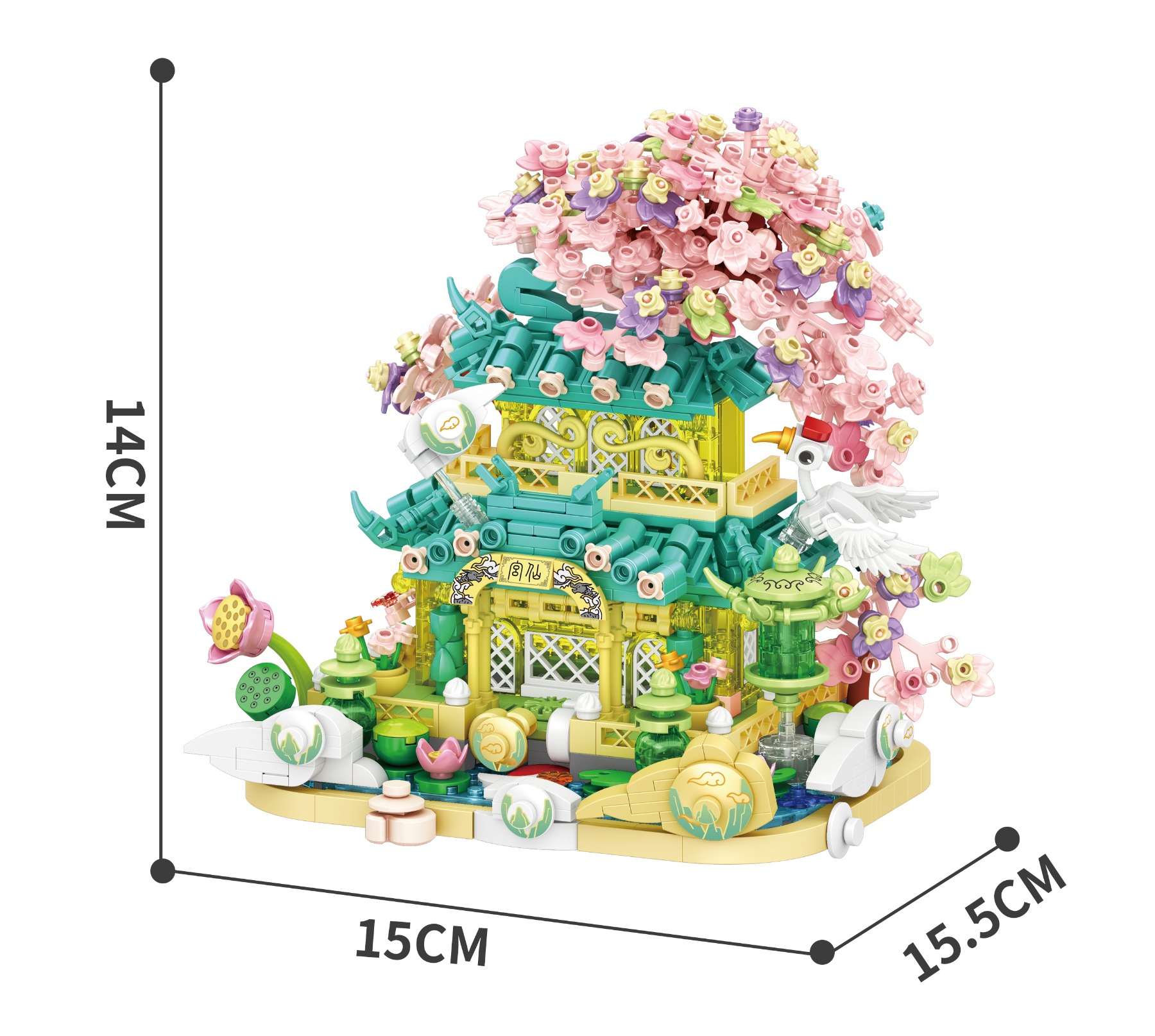 Colorful building block assembly architectural model toys, Q-version figurines, micro-particle building blocks details Picture