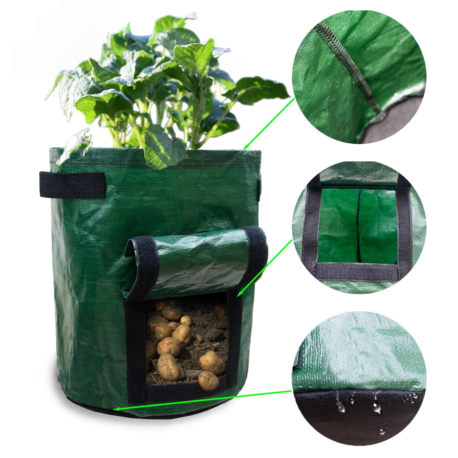 Thickened non-woven fabric potato planting bags, horticultural vegetable and flower seedling buckets, PE breathable planting bags details Picture
