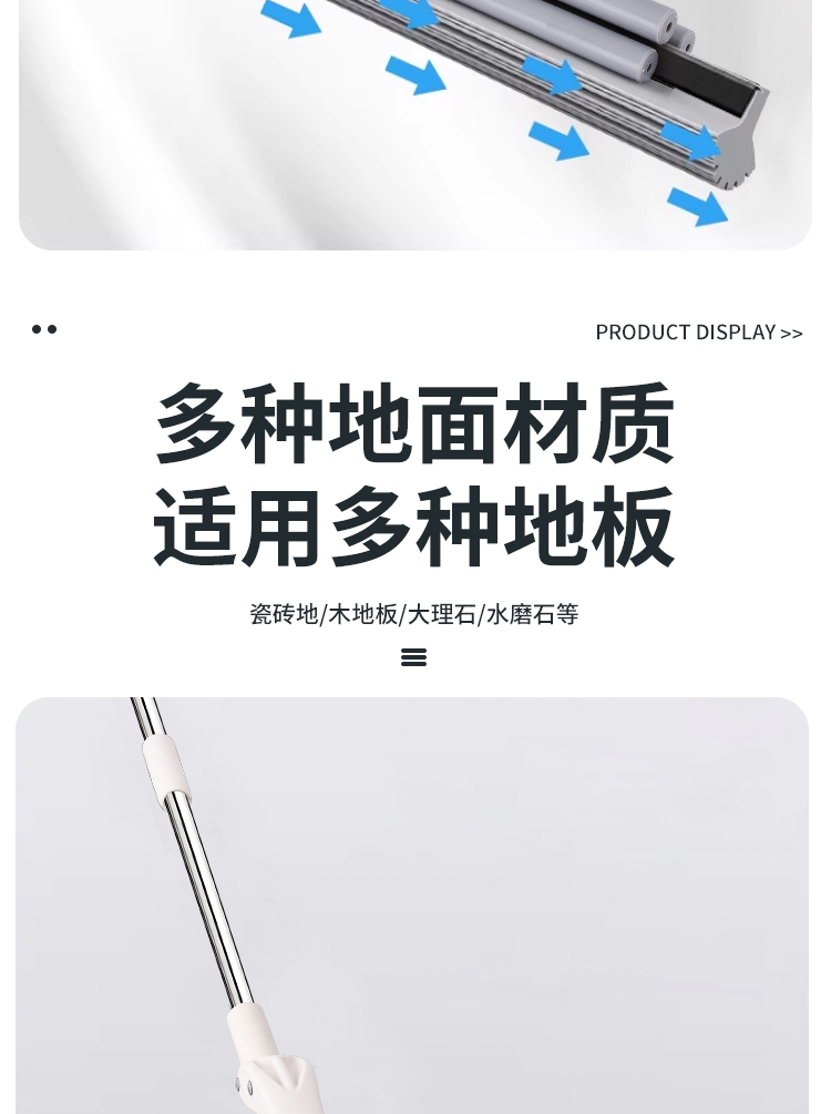 High-efficiency water-squeezing roller rubber cotton mop 38cm pic 16