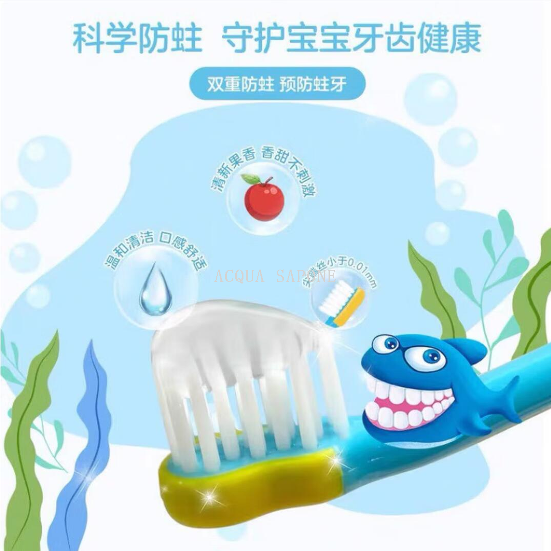 Sanita-Denti Sweet Fruit-flavored children's toothpaste, Grape, strawberry and Orange flavored baby toothbrush, Little Yellow Duck Milk Tooth box Item Picture