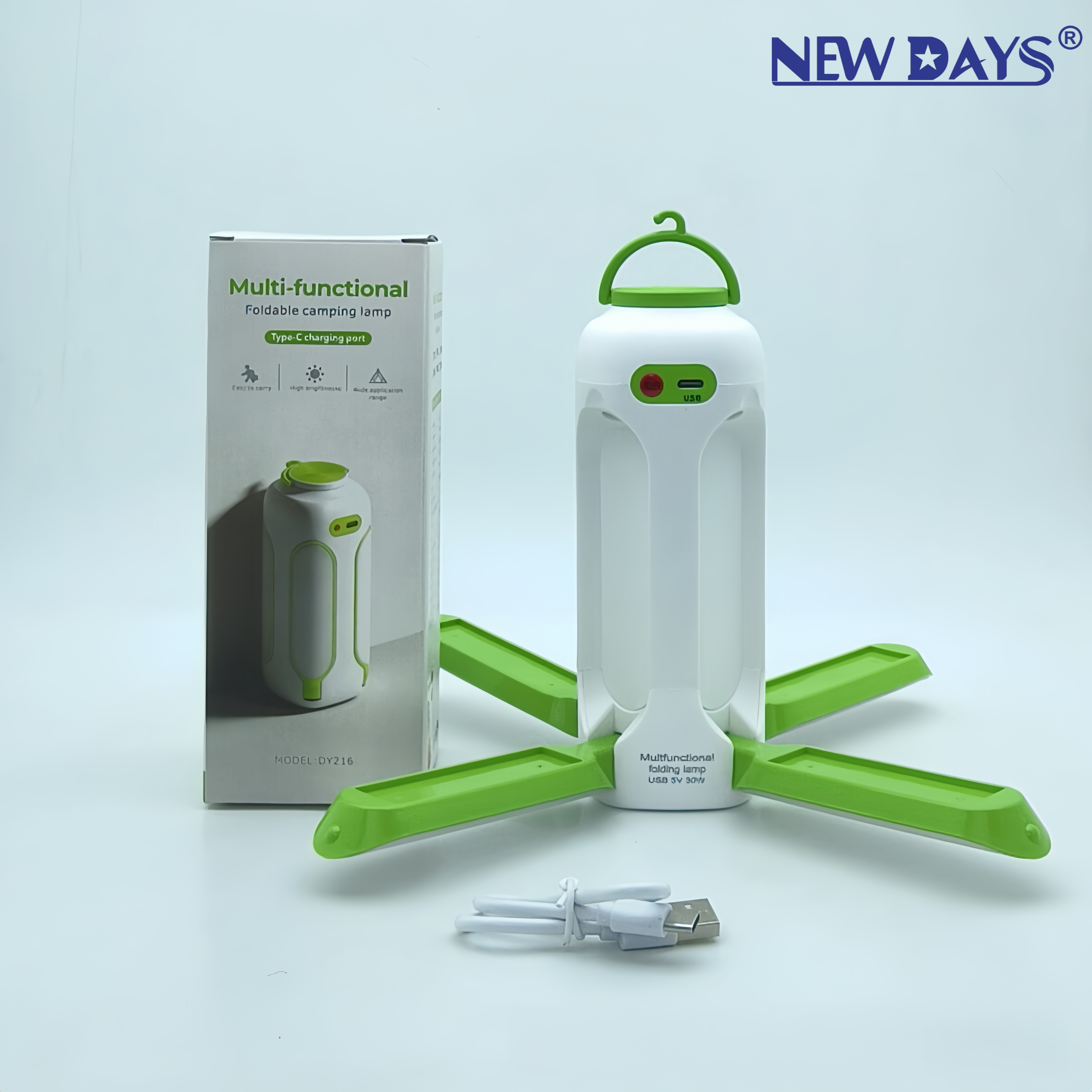 NEWDAYS brand's new cross-border led eye-protecting folding leaf lamp, energy-saving and power-saving high-brightness lighting lamp, outdoor charging emergency light with flashlight details Picture