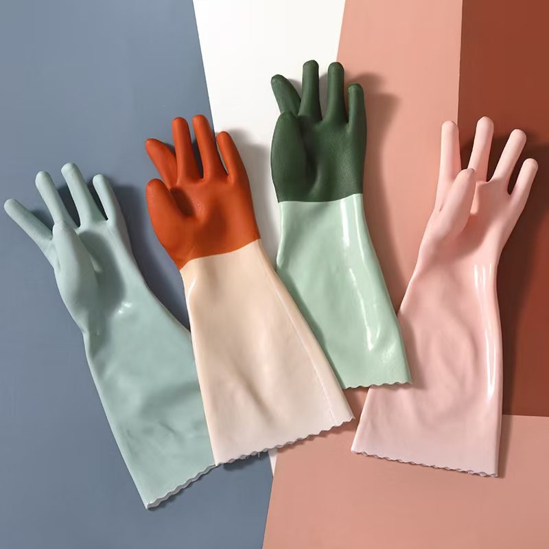 Dongfeng Qi Rubber waterproof, clean and wear-resistant household kitchen dishwashing latex household durable and hygienic home service gloves Specification image