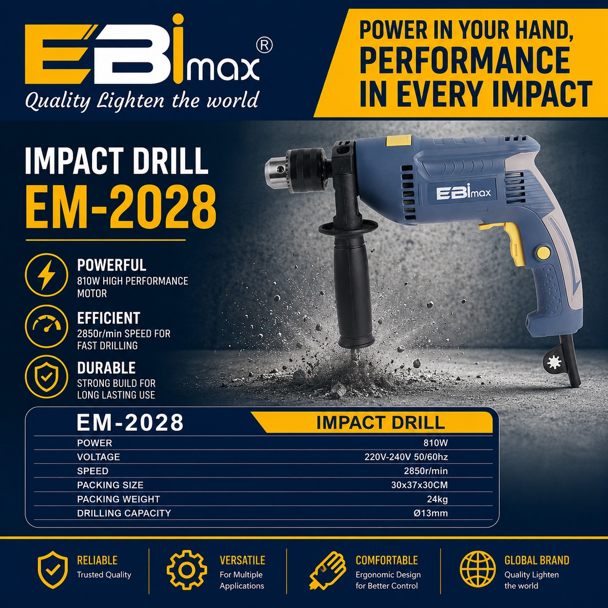 EBMAEM-2041 مطرقة كهربائية كهربائية لمحرك صدمات الليثيوم الصناعي Specification image