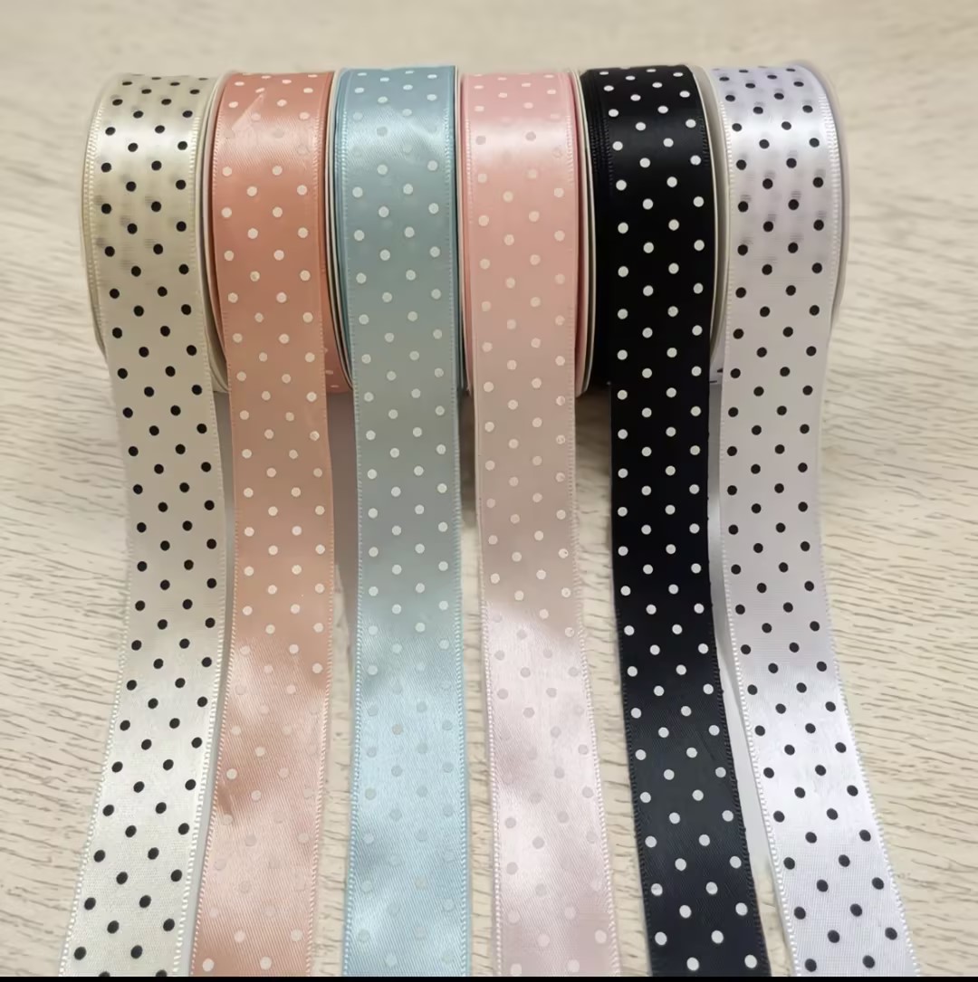 Polka dot decorative ribbon retro versatile style, smooth texture, solid polka dot, suitable for all scenarios, multiple colors available, factory direct sales, 25MM Specification image