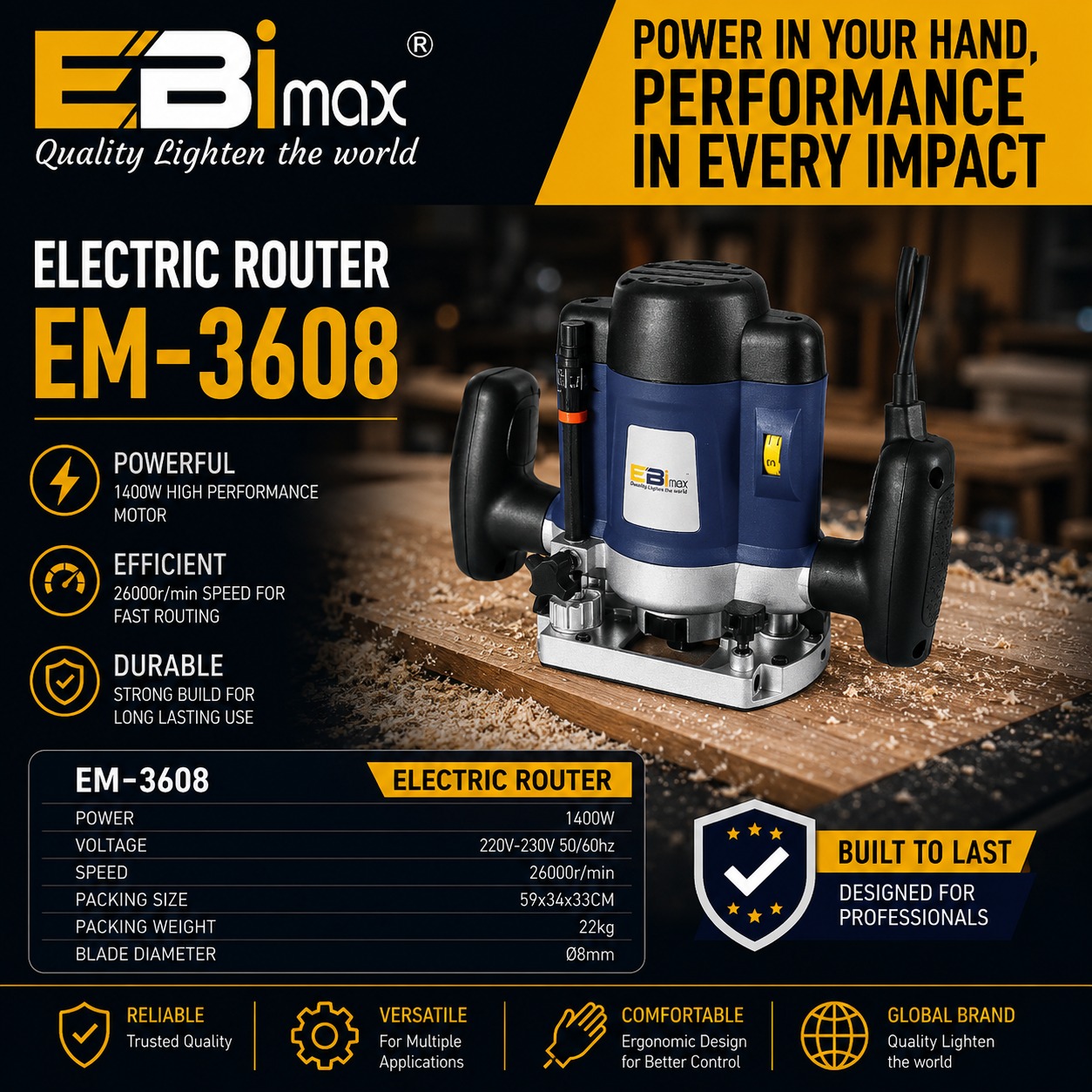 EM-3612电动修边机开槽机 木工修边倒角开槽两用工具