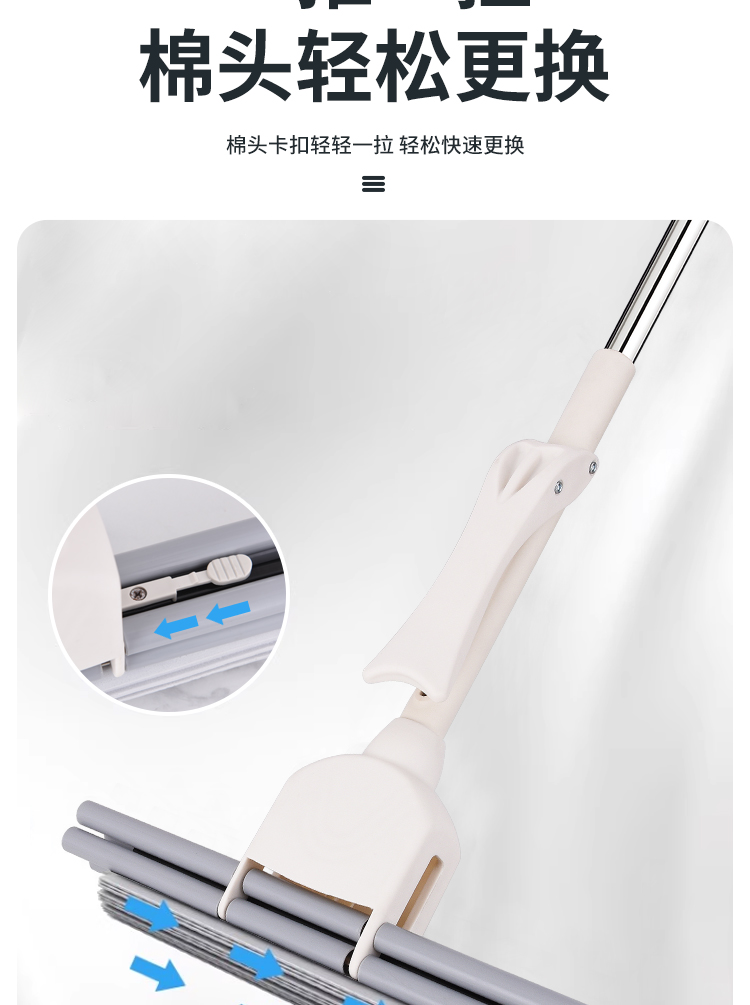 High-efficiency water-squeezing roller rubber cotton mop 38cm pic 15