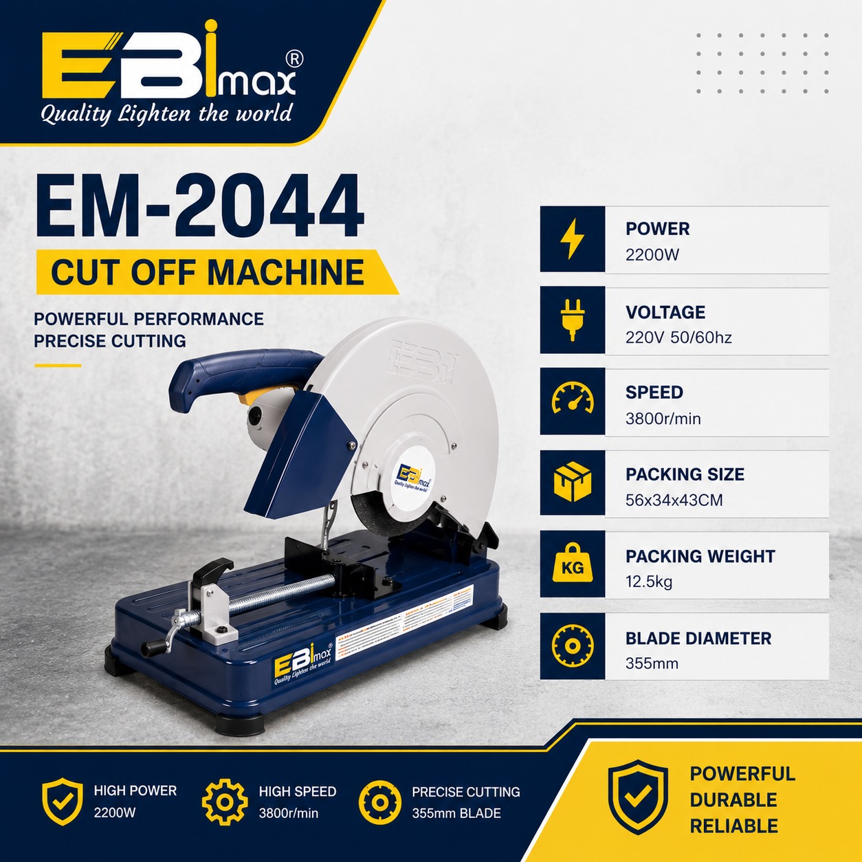 EM-2045 pneumatic cutting MACHINE CUT OFF MACHINE Portable metal cutting tool details Picture