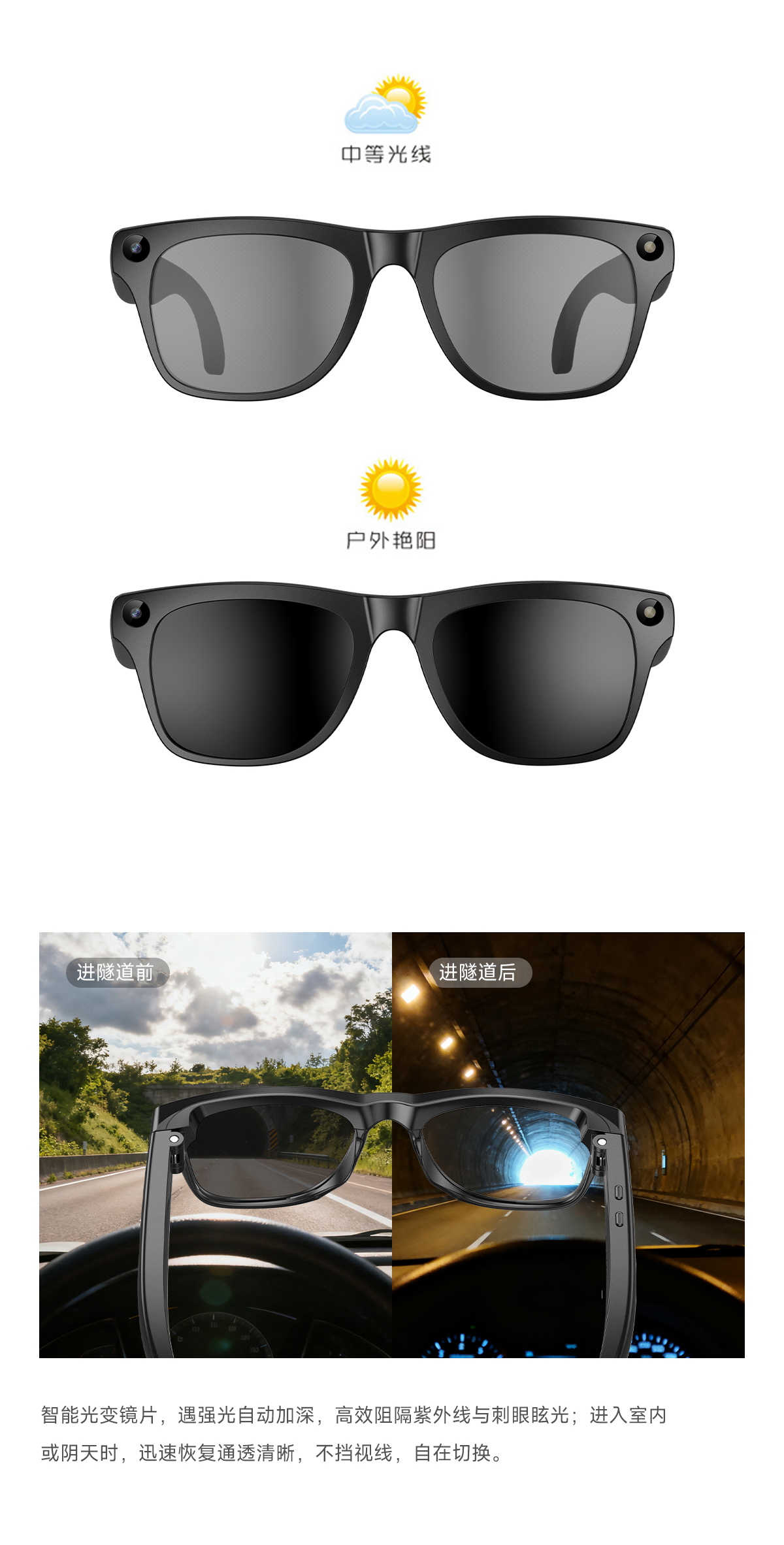 XKone AI smart glasses are fashionable and UV-resistant Specification image
