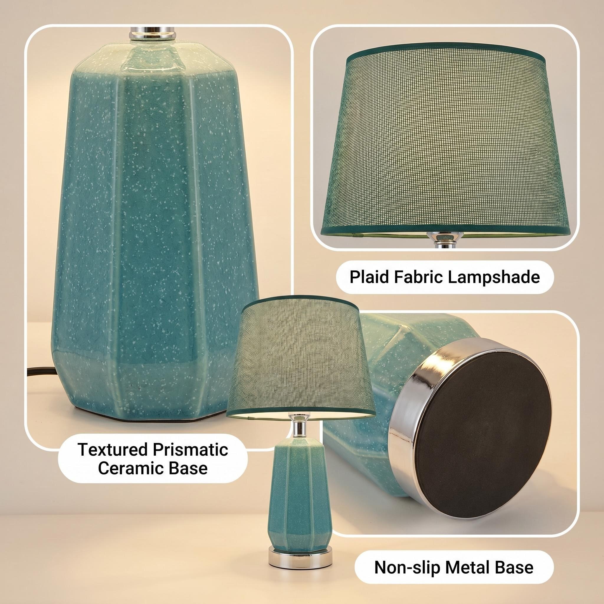 Plaid Shade Prismatic Ceramic Table Lamp Imitation Medieval antique Chinese ceramic lamp available in three colors Application Scenario