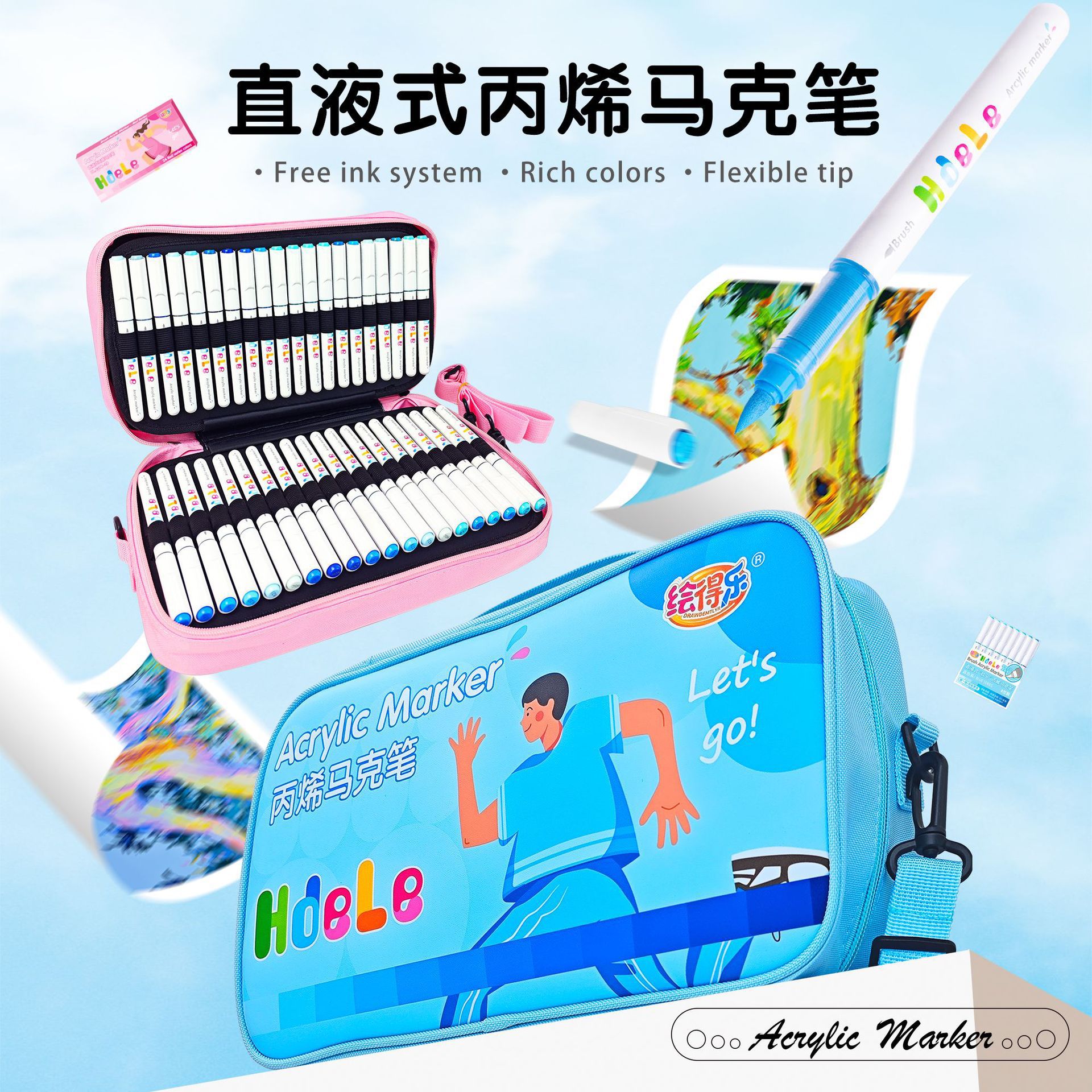 Huidele Direct liquid acrylic marker Pen, soft-tipped marker pen set, student art drawing pen, planner, doodle pen details Picture