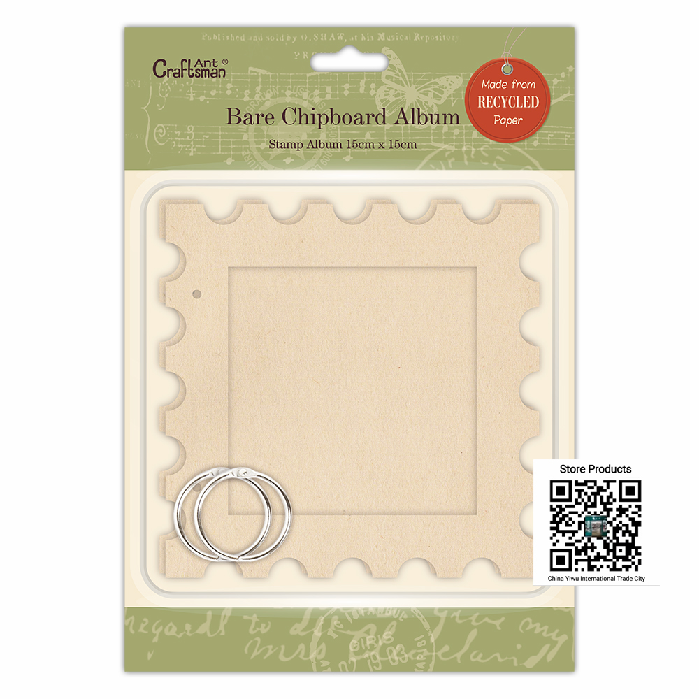 Vintage Stamp‑Shaped Bare Chipboard Album, Blank DIY Scrapbook Base for Retro Handmade Crafts AC-CA241101 full figure