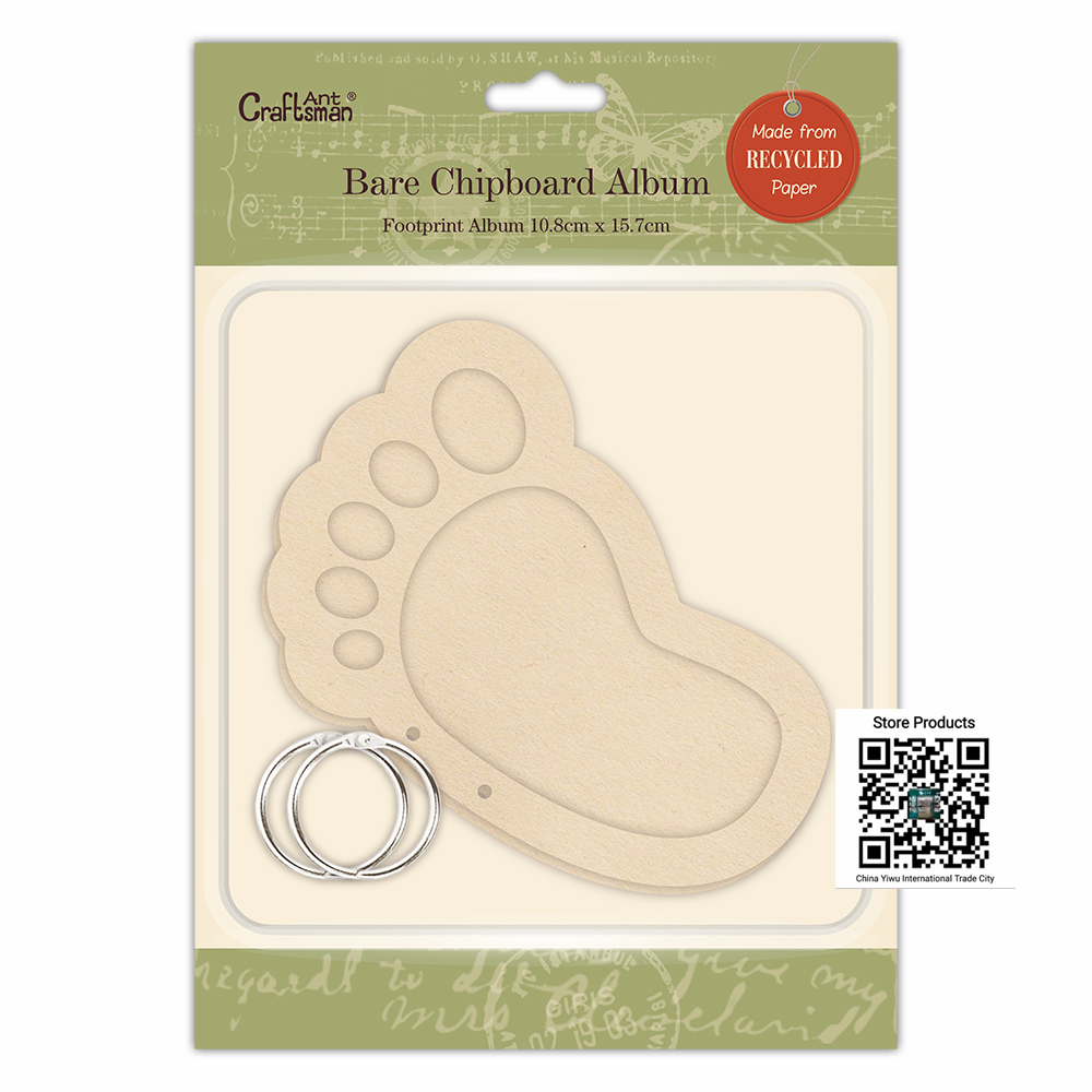 Footprint‑Shaped Bare Chipboard Album, Blank DIY Scrapbook Base for Baby Growth Memory Crafts  AC-CA260401    full figure