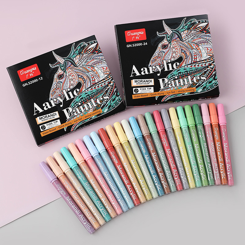 Guangna S2000 Morandi color series Acrylic Marker Pen 48-color set waterproof, odorless and environmentally friendly drawing marker pen details Picture