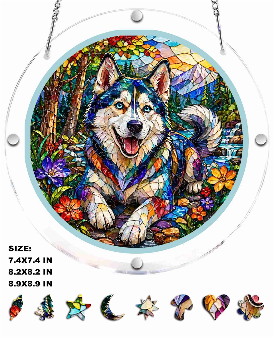 彩绘玻璃风动物花卉亚克力拼图