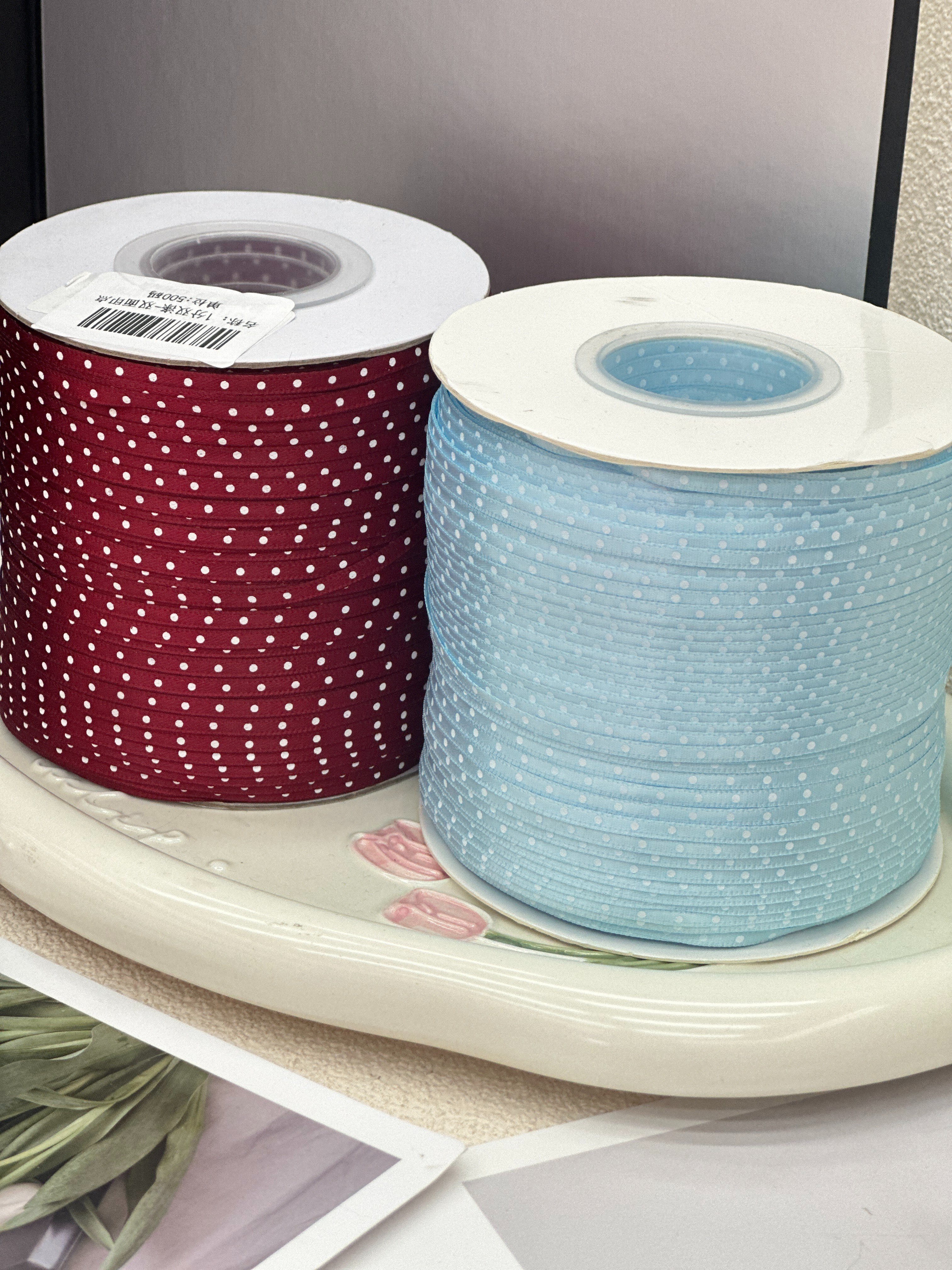 3mm double-sided polka dot ribbon etiquette strap gift tie, Halloween hairpin, flower gift box packaging, DIY by hand, special for bows, factory direct delivery, abundant stock.
