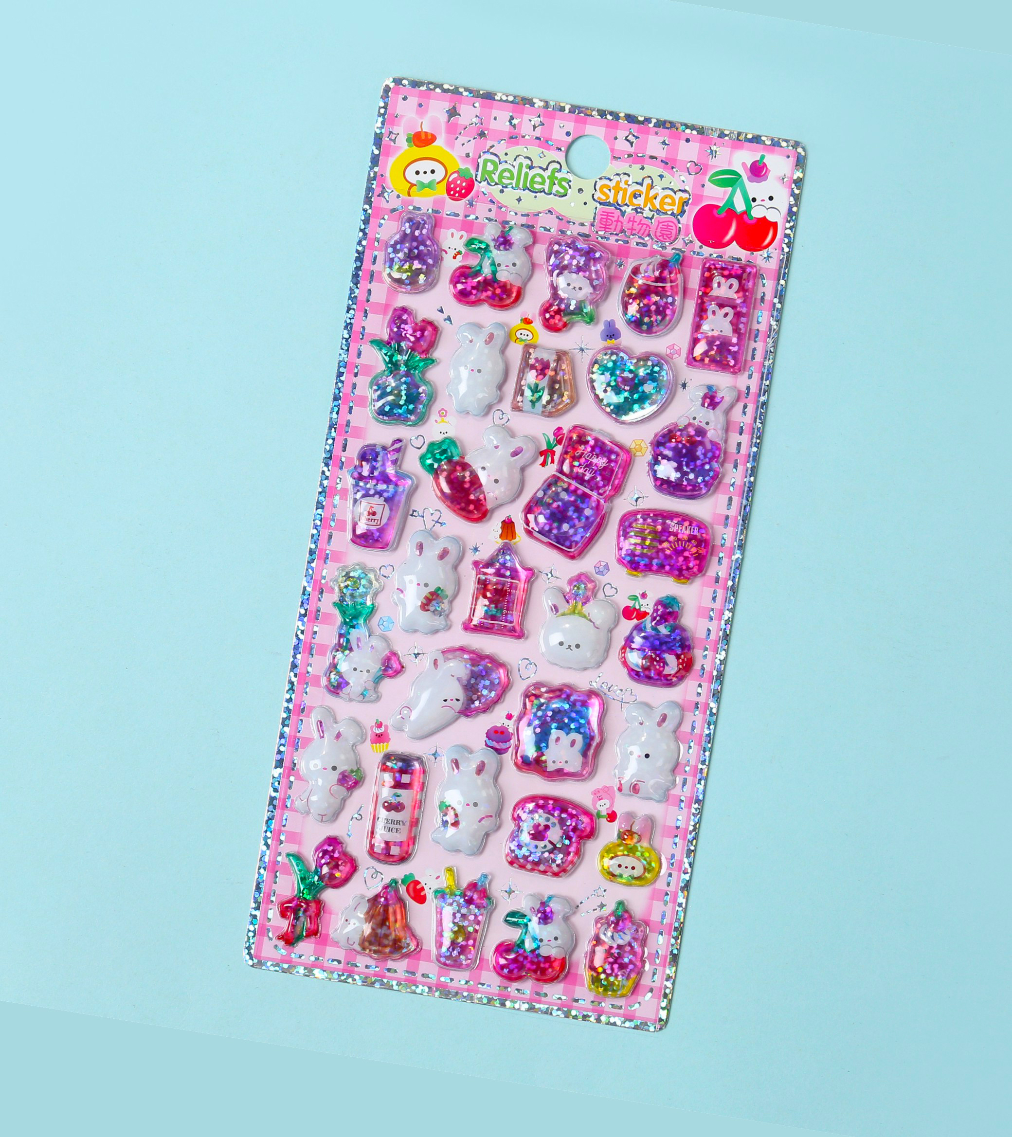 Cartoon 3D laser relief stickers, children's diy planner stickers, relief three-dimensional stickers, mobile phone DIY fun stickers Specification image