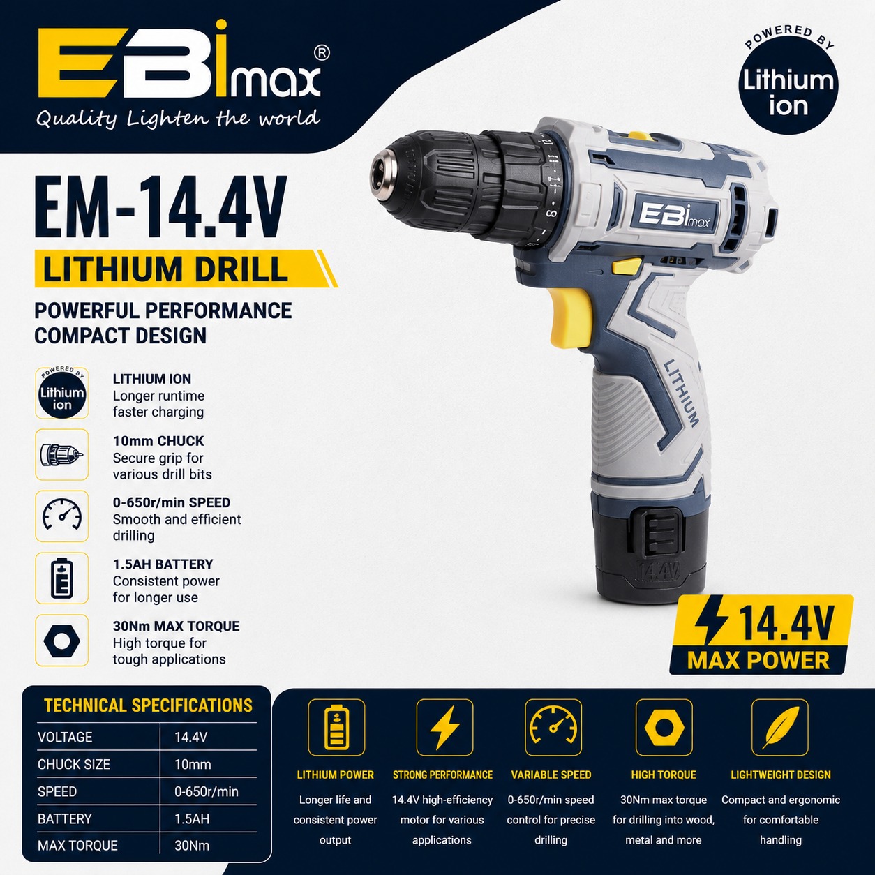 Industrial-grade lithium battery impact drill, electric tool, hole opener, electric drill, 18V Item Picture