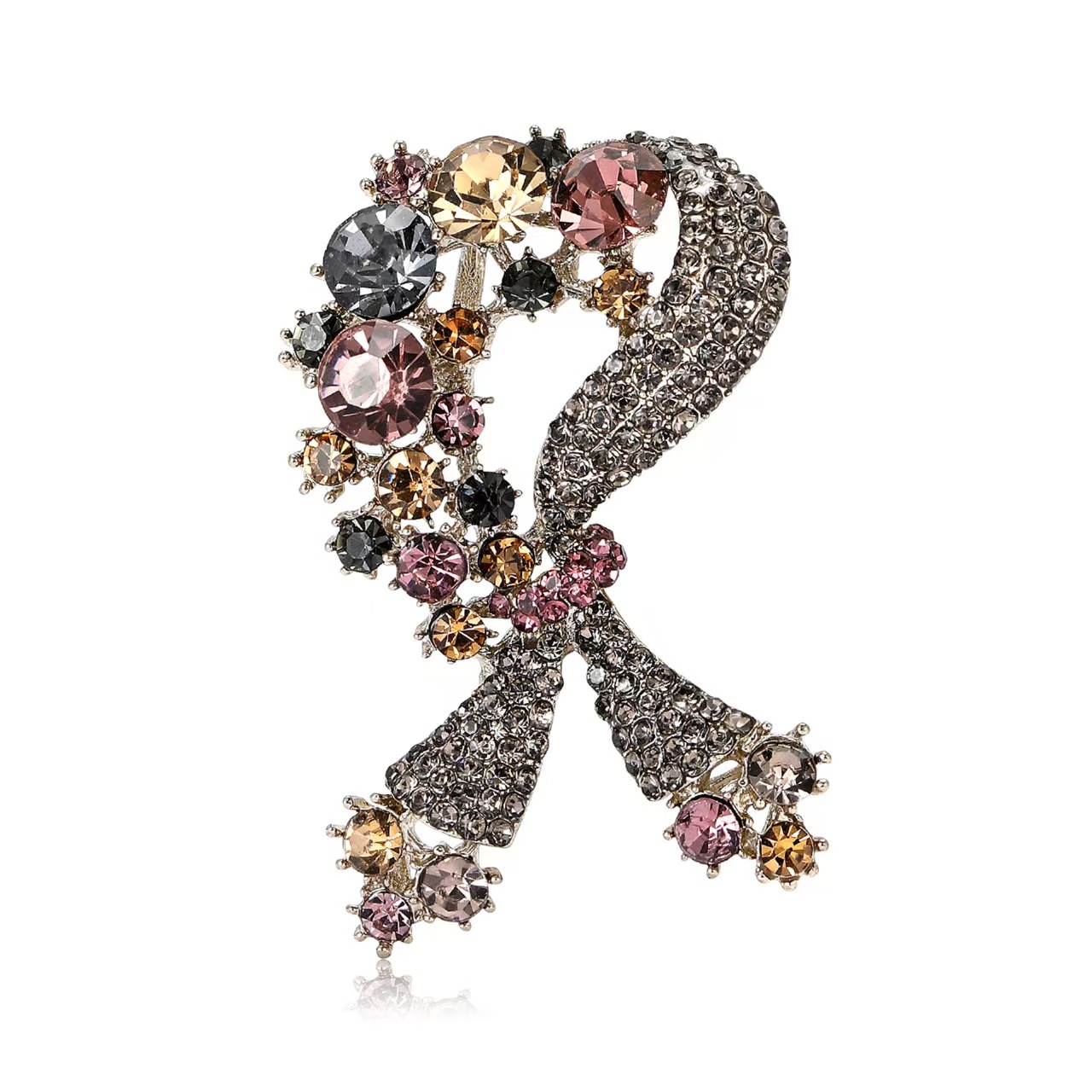 The new simple and retro alloy rhinestone bow brooch is an exquisite and versatile brooch accessory for women's clothing details Picture