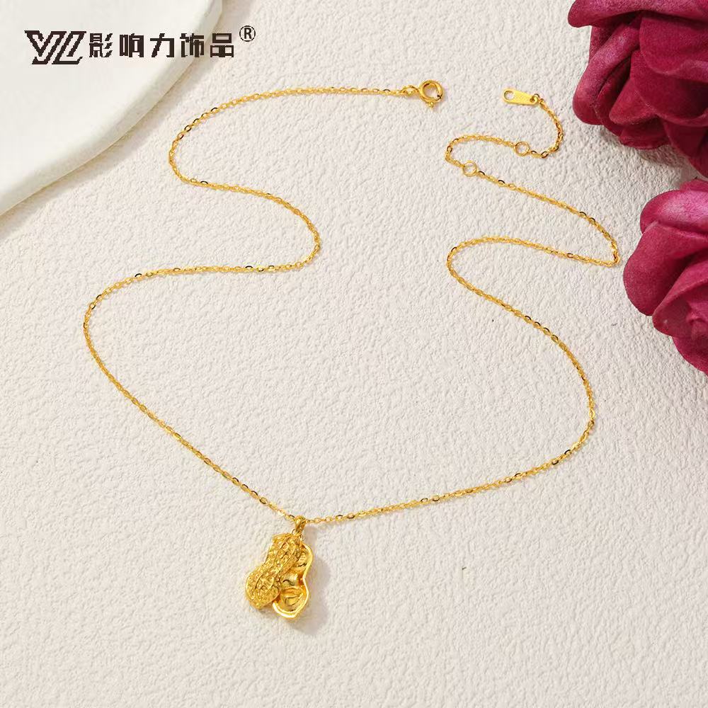 新款项链 女士优雅百搭，金色花生S925银项链饰品