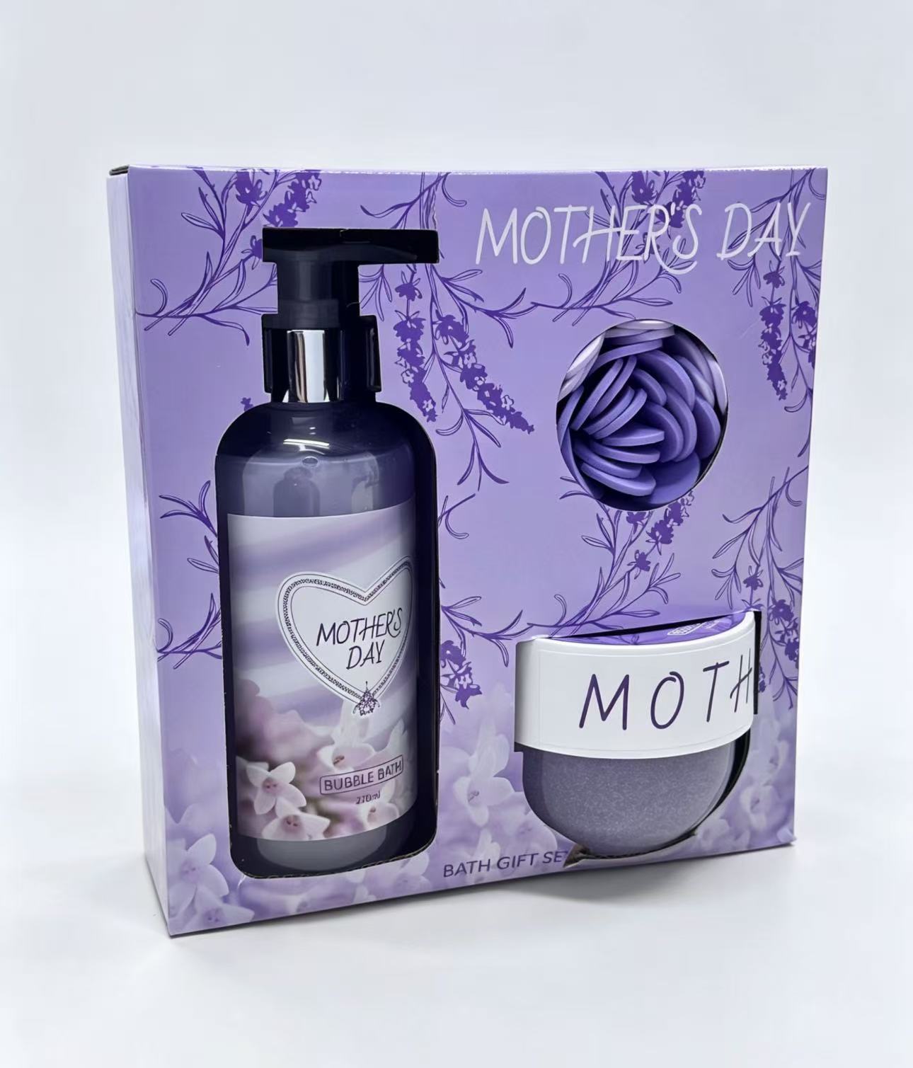 紫色母亲节浴礼盒 花香舒缓沐浴套装 礼品包装送妈妈