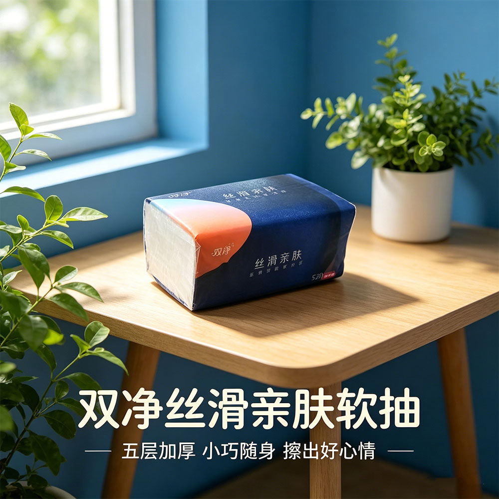 抽纸五层加厚亲肤纸巾柔韧便携可湿水纸巾餐巾纸工厂直销整箱批
