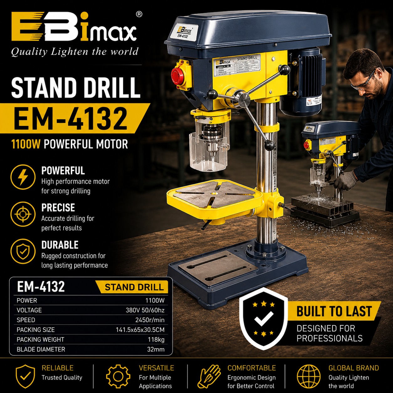 EBimax EM-4116 vertical drilling machine, metal processing bench drilling machine, suitable for both household and industrial use Application Scenario