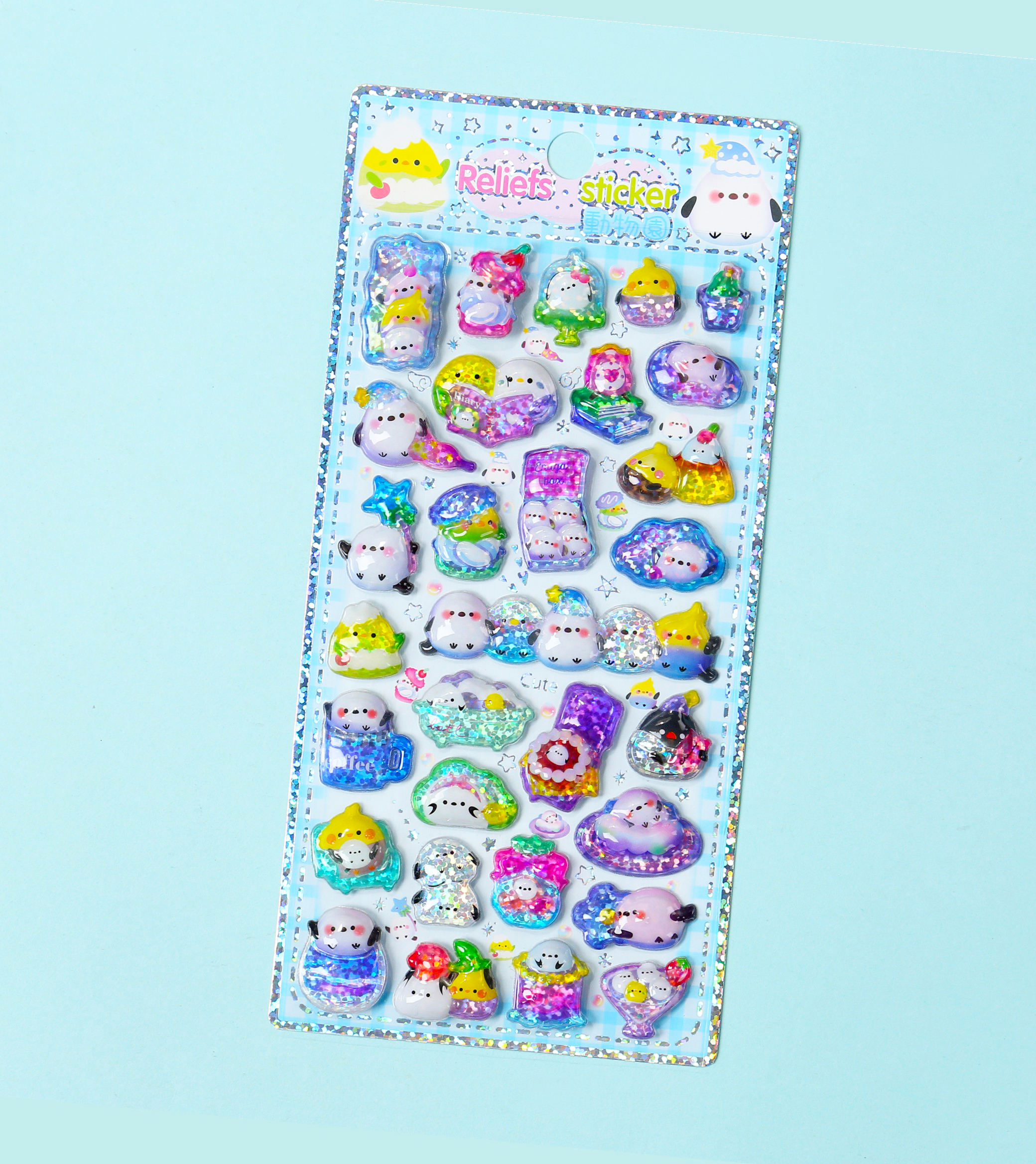 Cartoon 3D laser relief stickers, children's diy planner stickers, relief three-dimensional stickers, mobile phone DIY fun stickers Application Scenario