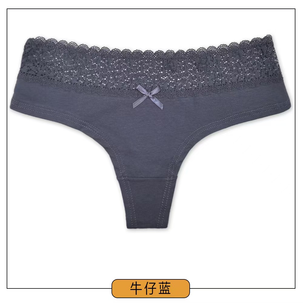 A-87556#内裤女士丁字裤批发外贸棉丁字裤性感蕾丝边女内裤 性感内裤女士三角裤QNI
