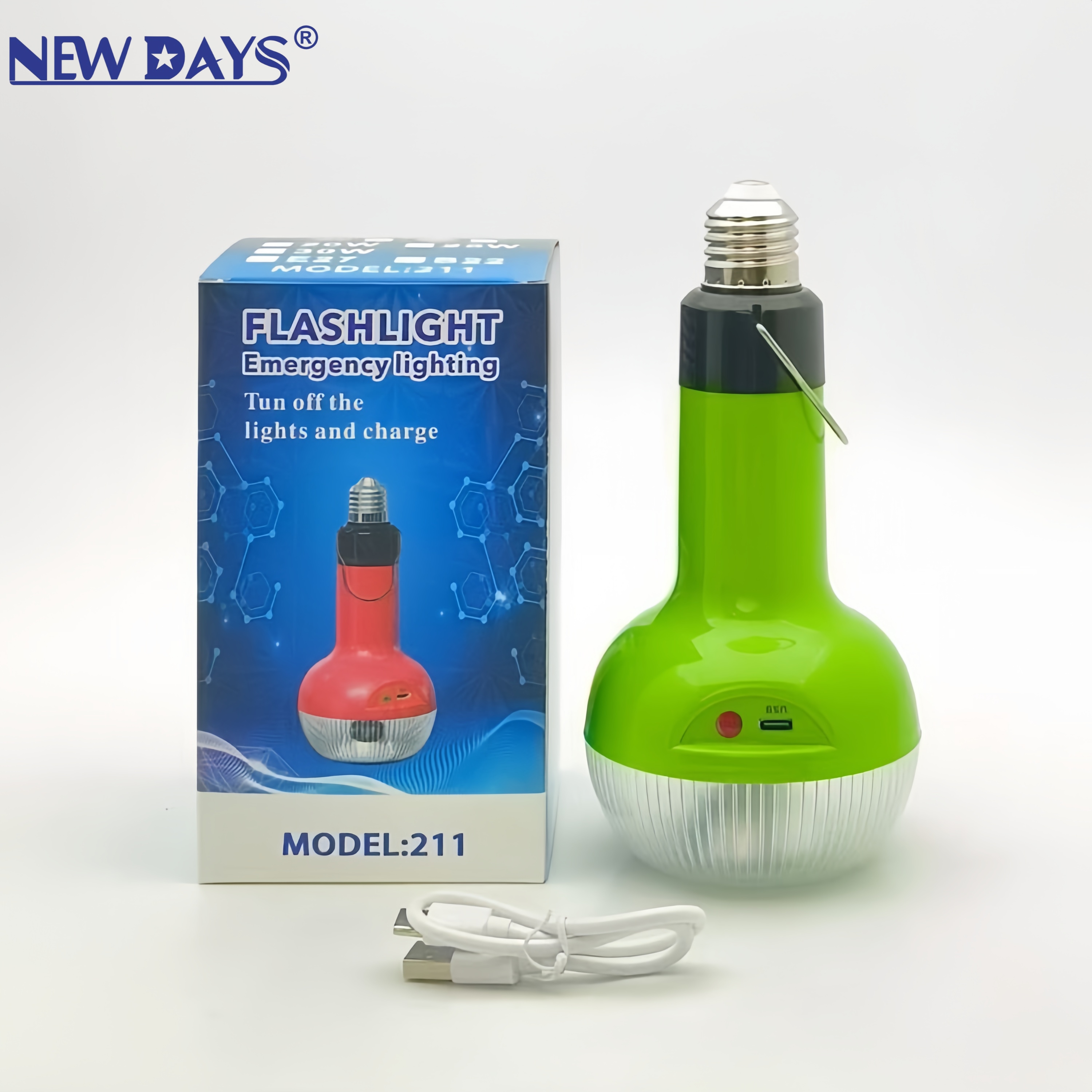 NEWDAYS brand cross-border new led eye-protecting flashlight camping lamp, energy-saving and power-saving high-brightness lighting lamp, outdoor USB charging emergency light, emergency light camping lamp details Picture
