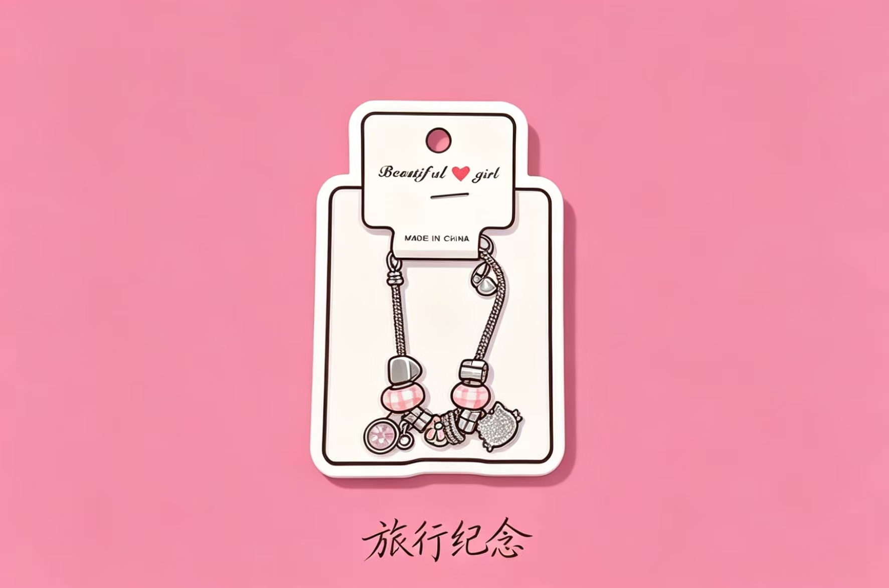 Pink and white sweet girl beaded bracelet Specification image