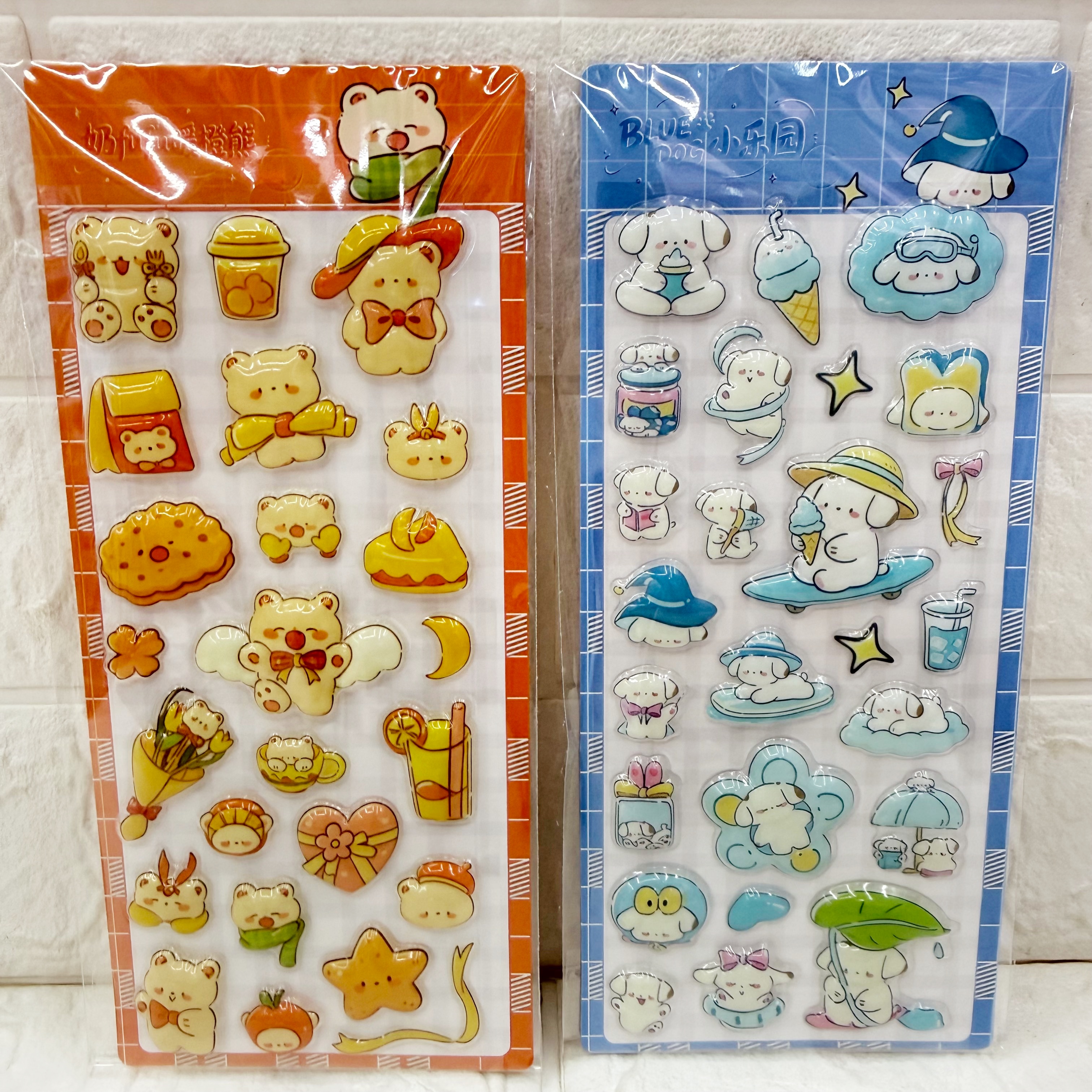 Cute cartoon milk fufu Coconut Bear Blueberry Bear stickers Cartoon relief stickers 3D stereoscopic relief stickers Large pattern mobile phone decoration cute diy decorative stickers Specification image