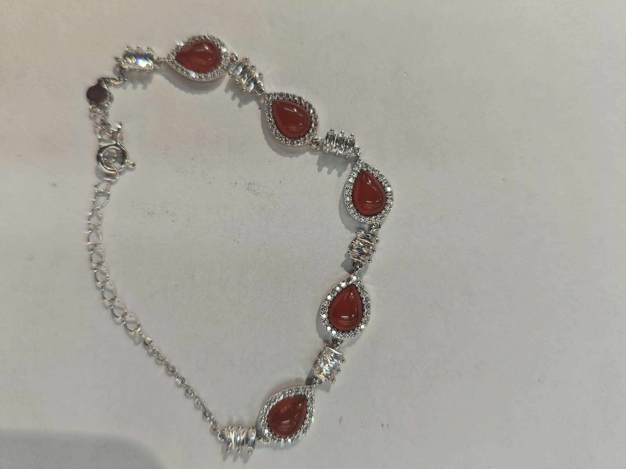 S925 silver bracelet with carnelian teardrop-shaped elegant and fashionable silver bracelet detail image 2