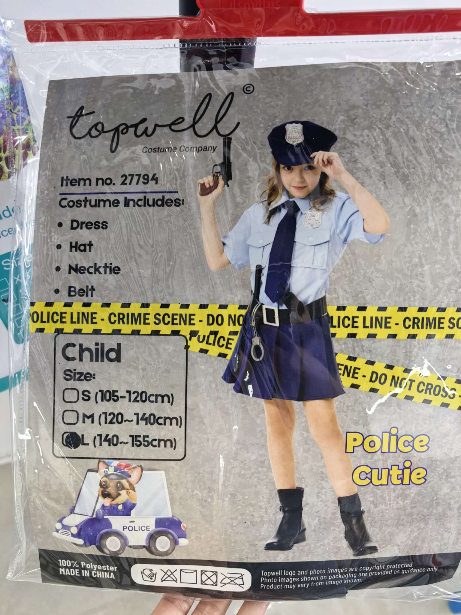 女孩警察角色装扮连衣裙可爱女童警察制服配帽子腰带万圣节表演服 COS服装