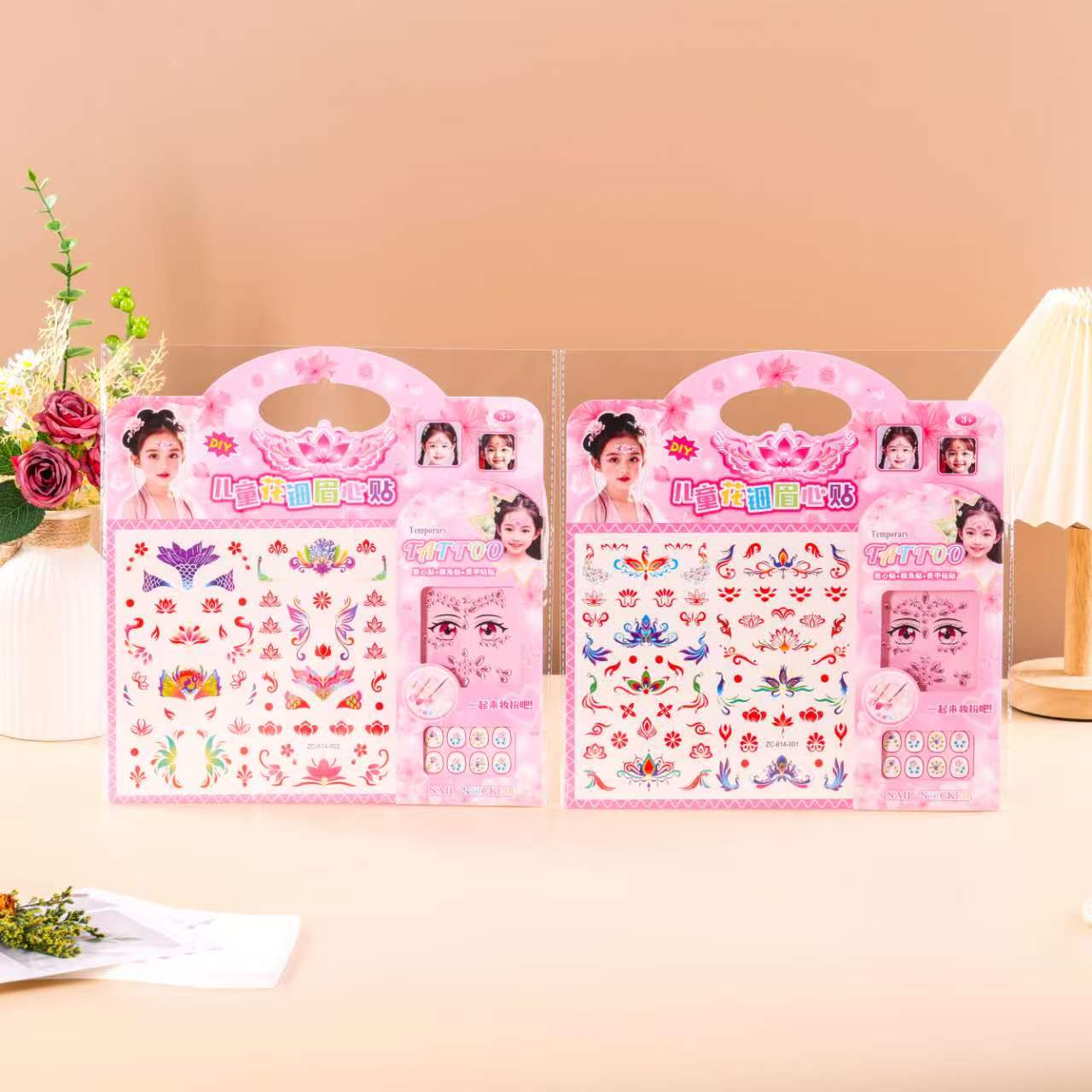 Children's manicures, tattoos, corner stickers, waterproof watermarks, tattoos, girls' foreheads, flower-shaped hairpins, and ancient-style brow stickers details Picture