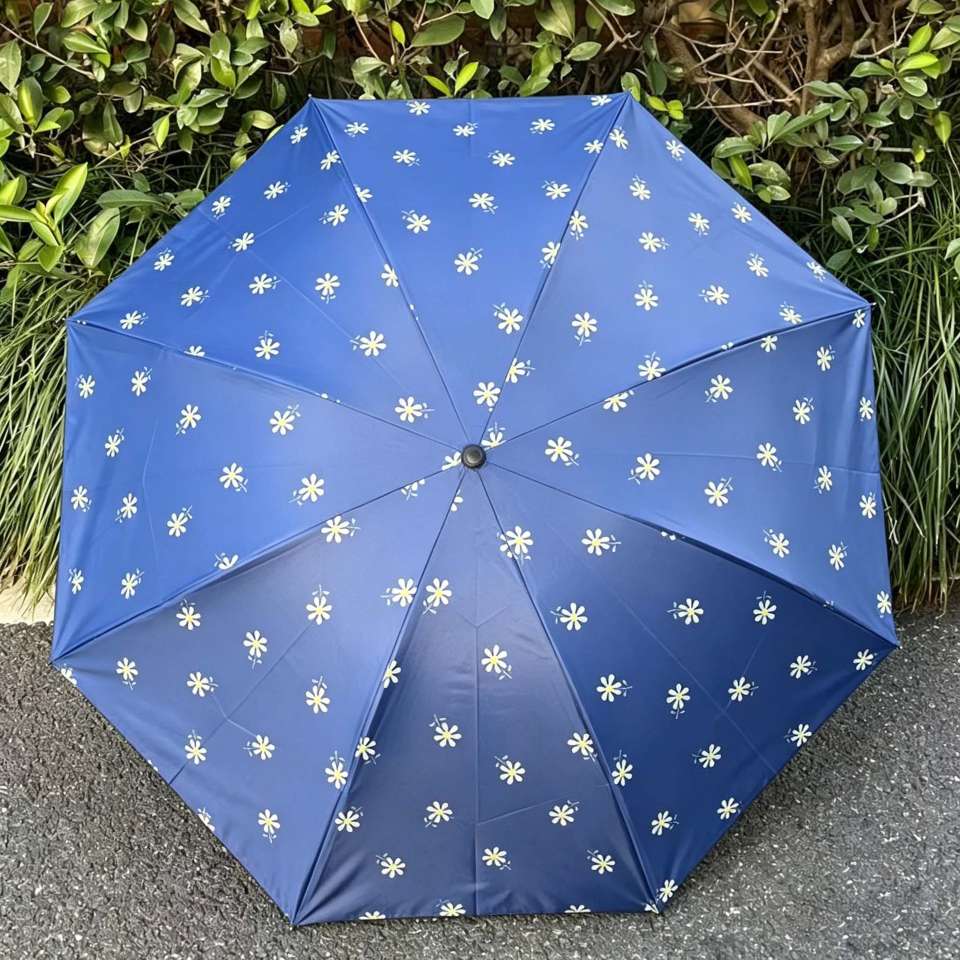 雨伞防晒遮阳伞简约条纹折叠晴雨两用伞韩国小清新黑胶太阳伞 产品图