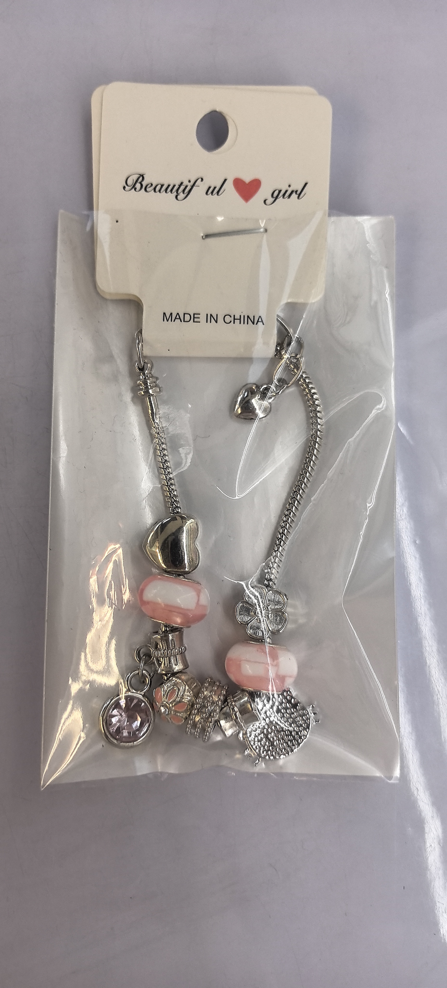 Pink and white sweet girl beaded bracelet details Picture