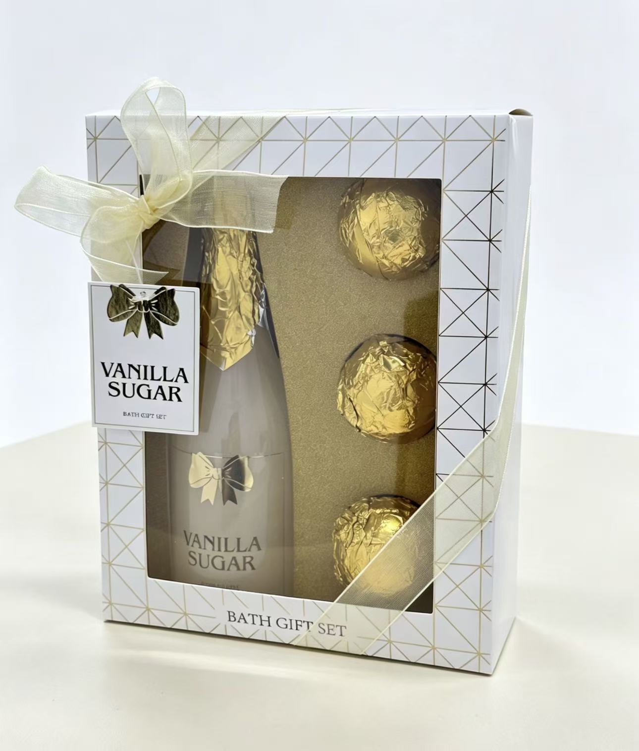 Vanilla Candy Bath Gift Set: Warm and Nourishing Scented Body Wash, Shampoo and Conditioner