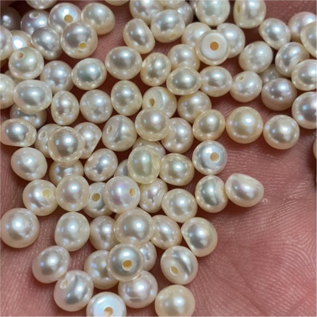 天然珍珠淡水珍珠半孔珍珠珠子堆叠光泽温润手工饰品热门材料