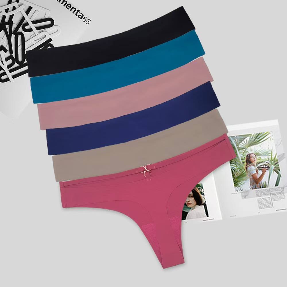 87536# Underwear for export to South America: Sexy lace and romantic underwear for women, comfortable and breathable, romantic thong for women, women's underwear, thong, solid color nude T-line, QNI details Picture