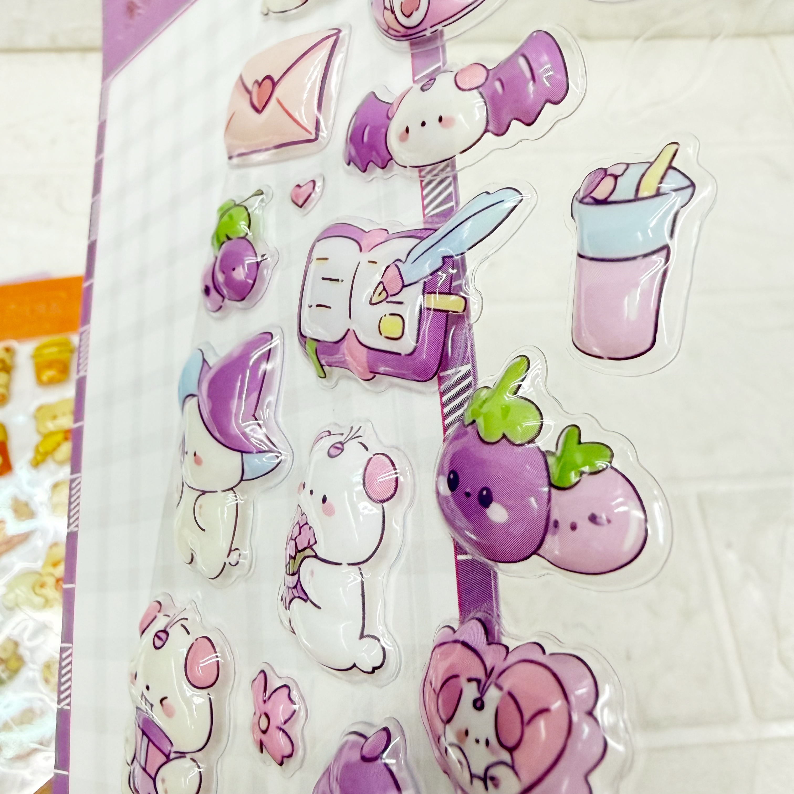 Cute cartoon milk fufu Coconut Bear Blueberry Bear stickers Cartoon relief stickers 3D stereoscopic relief stickers Large pattern mobile phone decoration cute diy decorative stickers pic 7