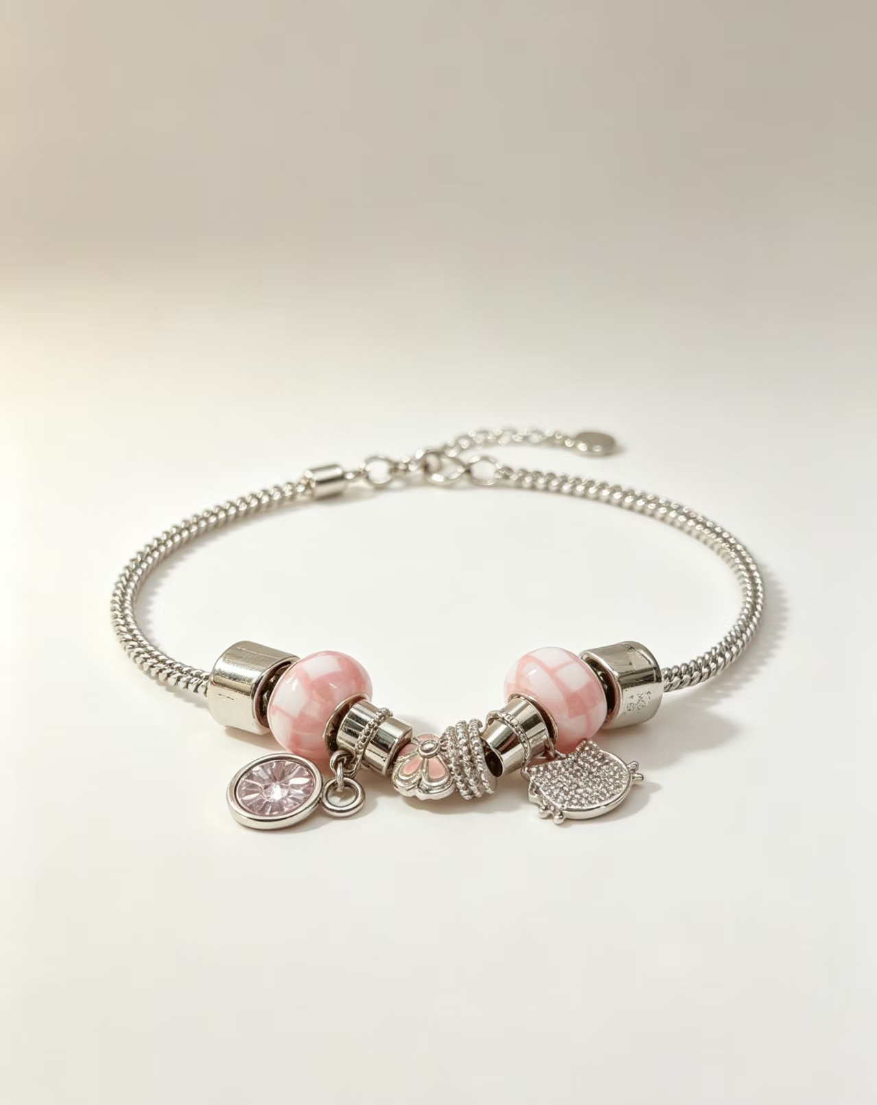 Pink and white sweet girl beaded bracelet